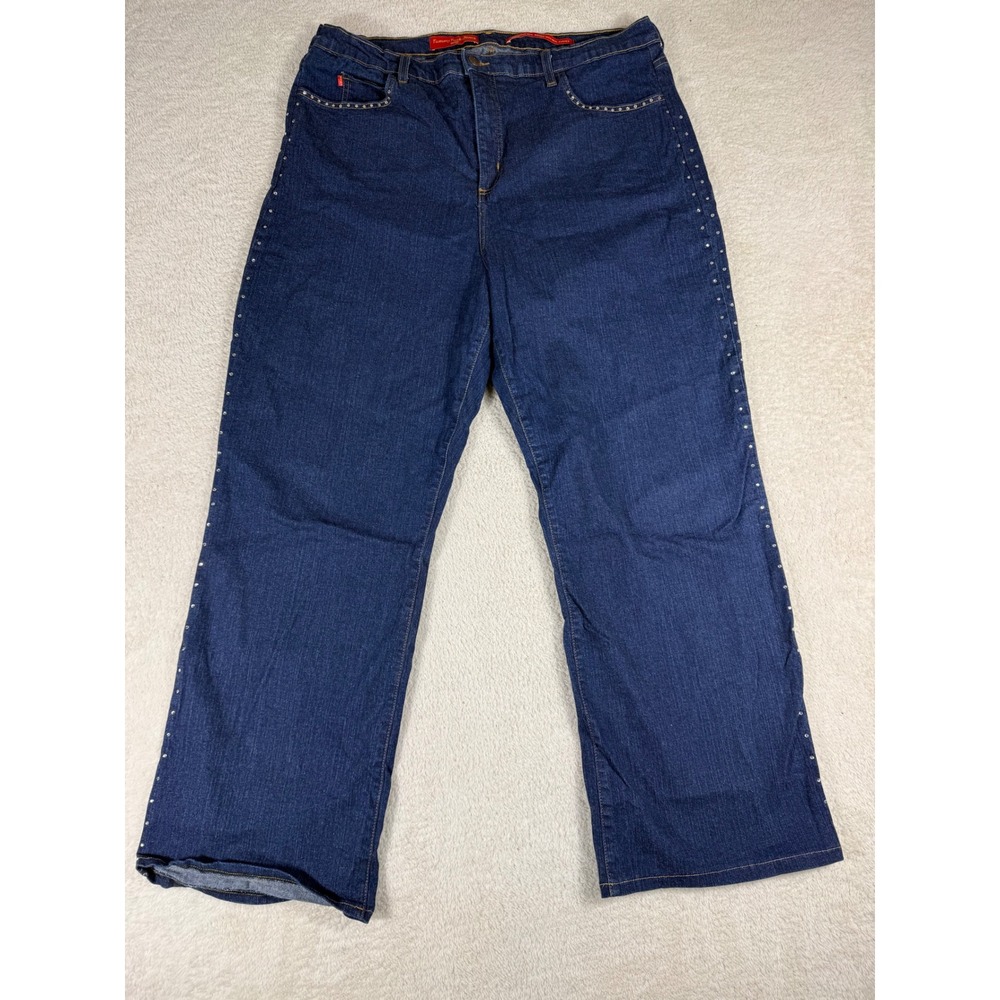 NYDJ Tummy Tuck Jeans Women 22W Dark Wash Good Rhinestone Studded W450MR USA